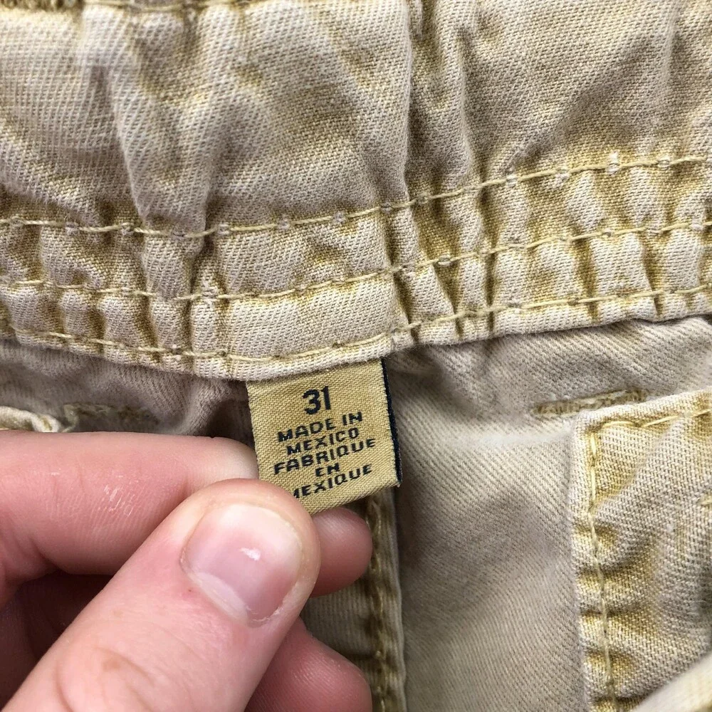 True Religion Shorts Mens 31 Beige Cargo Denim Relaxed Fit 12 Inseam Casual